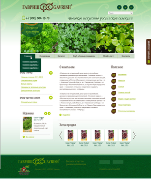 Разработка сайта - продажа семян "Гавриш"